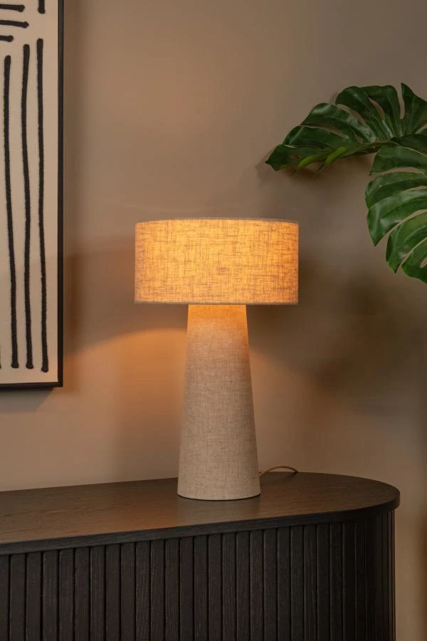 Lucide LEEROY - Table lamp - Ø 30 cm - 1xE27 - Taupe - atmosphere 1